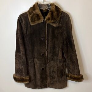 Brown Leather with Faux Fur Lined Women's Jacket